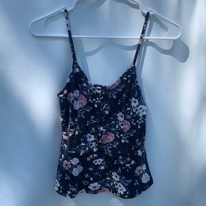 Floral, Laced Up, Fit&Flare Tank Top